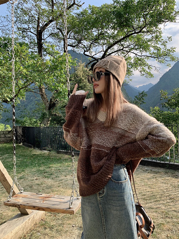 New in autumn! [F·P] Gentle Wind Soft Waxy Gradient Warm Sweater T32-1FP# HBX