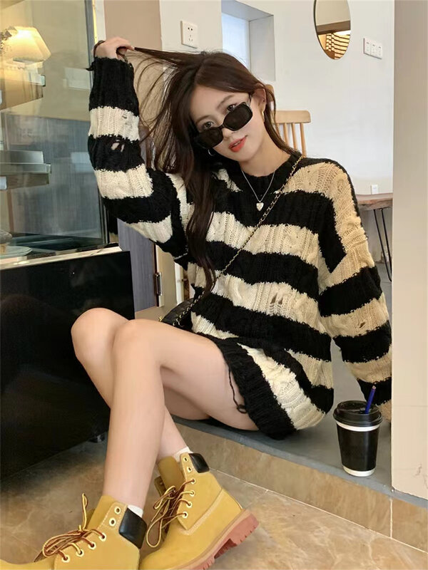 Autumn is new!【C.H.Z】Korean fashion all-match striped sweater 0727# WTT