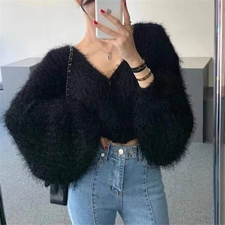 New in autumn! [C.H.Z] long-sleeved breasted solid color knitted sweater 0726# WTT