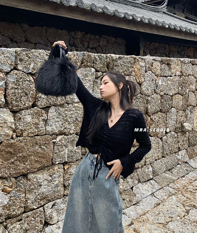 [MRA] New pleated small hollow thin knitted sweater SP40 in early autumn
