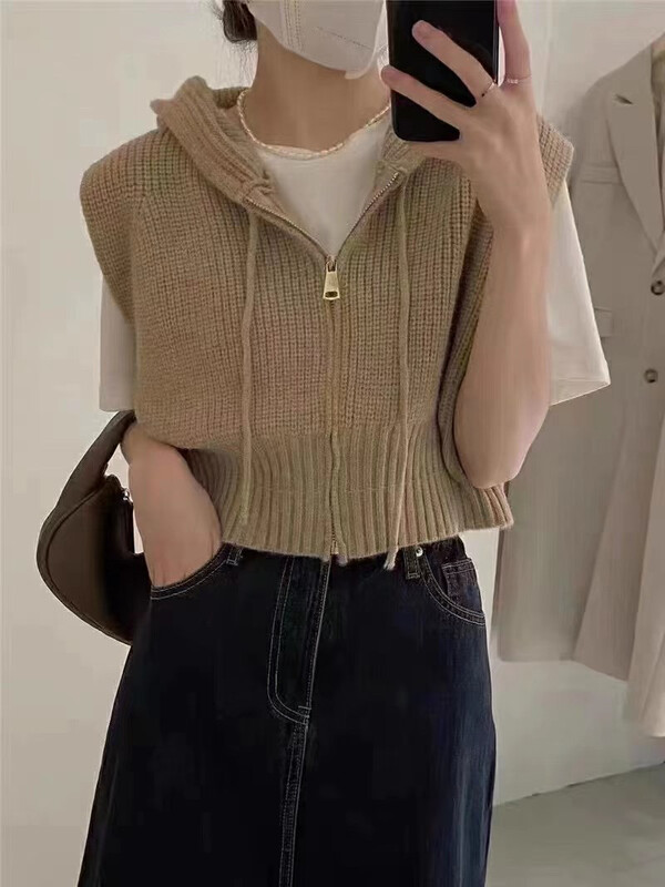 New in autumn! [F·P] Hooded Korean Sleeveless Vest BL009-1FP# HBX