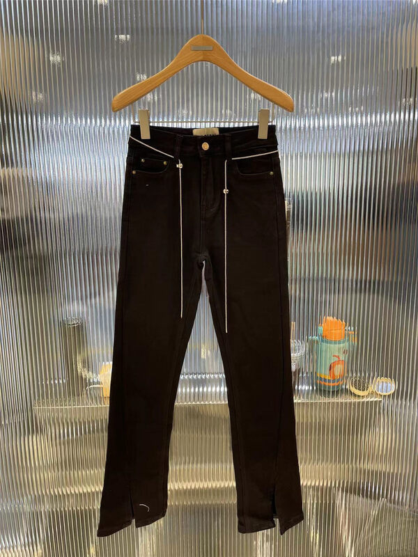 New for Autumn!【O NOT 1】Straight and thin slit straight jeans (with belt) R184# LSW