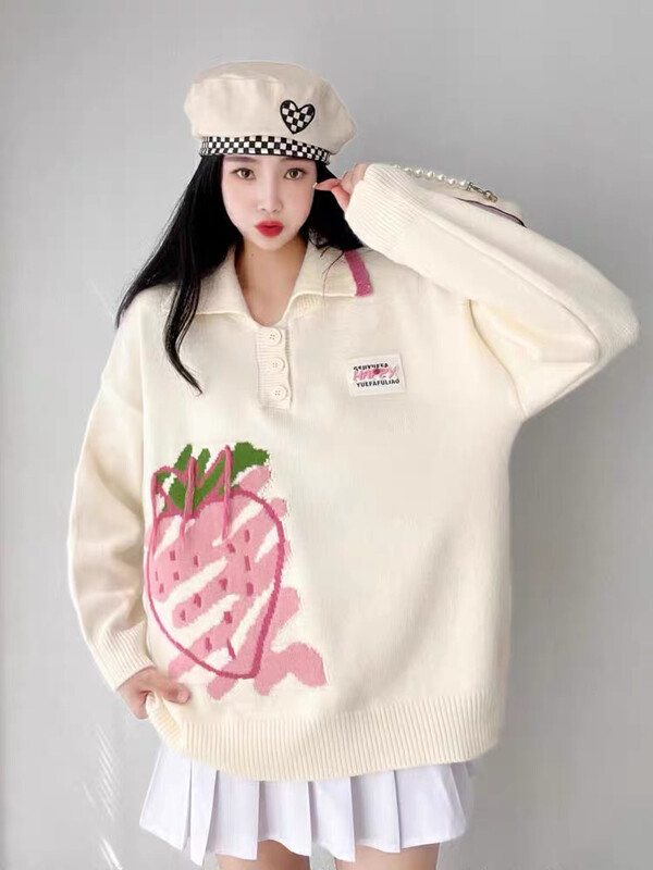 【Flower Xi】Korean Strawberry College Wind Warm Sweater 9865# PCZ