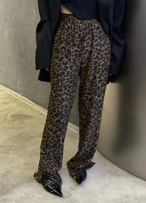 New Autumn!【C.H.Z】Leopard Print Korean Straight Casual Pants 78122# WTT
