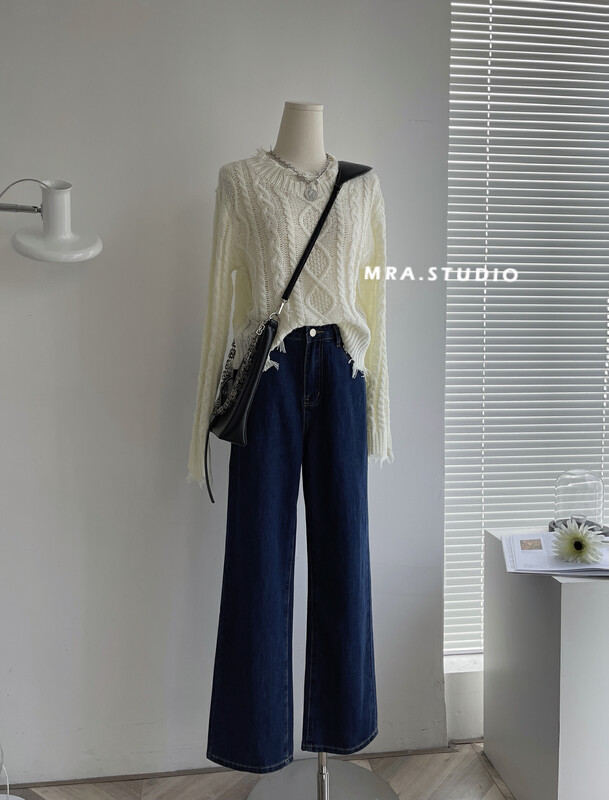 [MRA] Juxian Thin Versatile Neat High Waist Straight Jeans J2376