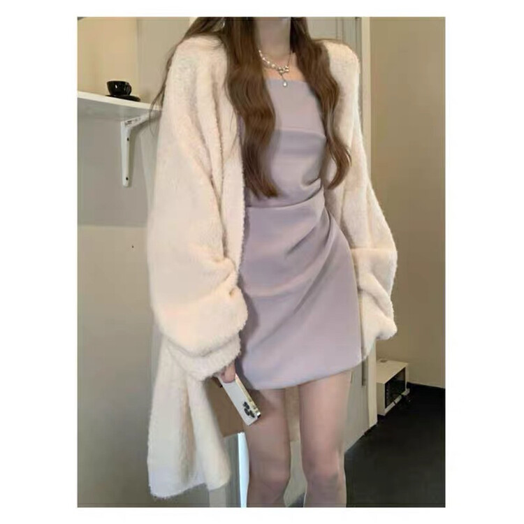 Autumn on the new![Huaxi] pleated sling dress + sweater sweater set 9809 # PCZ