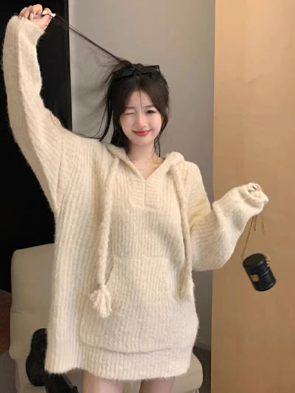 New in autumn!【THE FAN】Fashion Lazy Hooded Warm Sweater M5859# ZXX