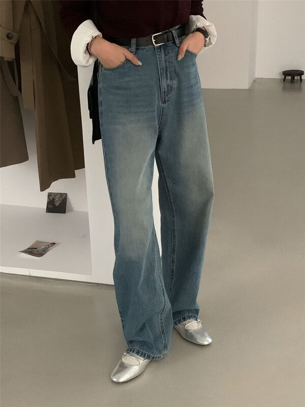 New in autumn!【WANNA】straight wide-leg loose jeans 22803# ZXL