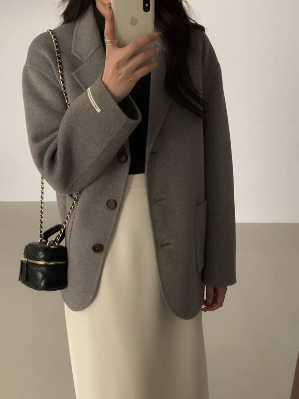 【WANNA OUR】Simple texture wool coat (including 100% wool) W22302# ZXL