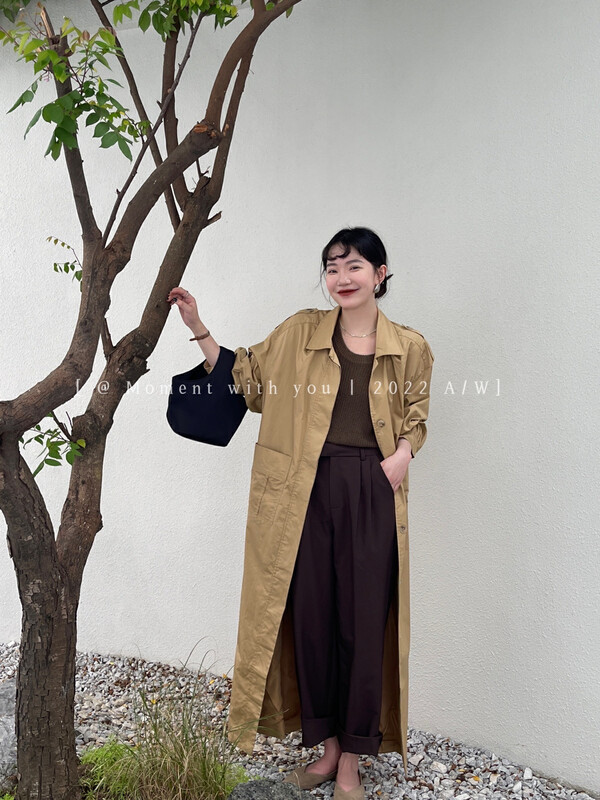 New in autumn!【MOMENT WITH YOU 】Lazy wind loose mid-length trench coat T0386-1# LSW