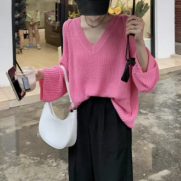New in autumn! [F·P] Gentle V-neck pullover knitted sweater 28CX20# HBX