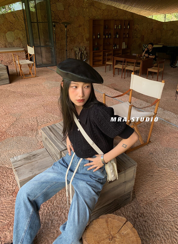 [MRA] Premium Twist Beaded Short Knit Sweater SP01