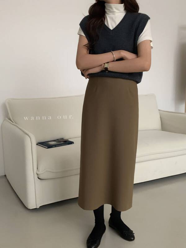 New in autumn! [WANNA OUR] Korean one-piece simple retro skirt 229822# ZXL