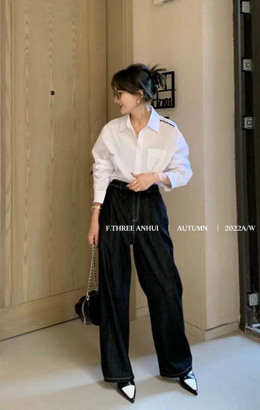 New in early autumn!  4【F.THREE Three Sisters】Shoulder Topline Design Shirt 87515# XJ
