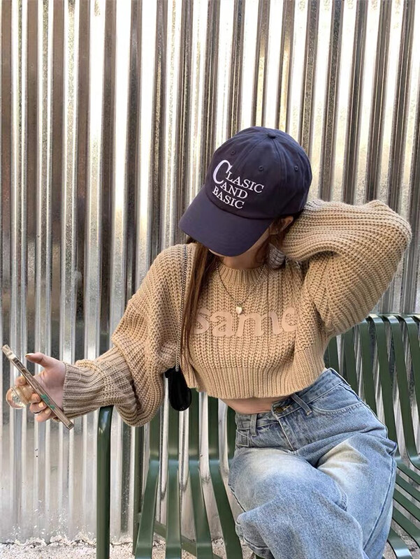 New for Autumn! [F·P] Letter Embroidered Loose Warm Sweater T30FP# HBX
