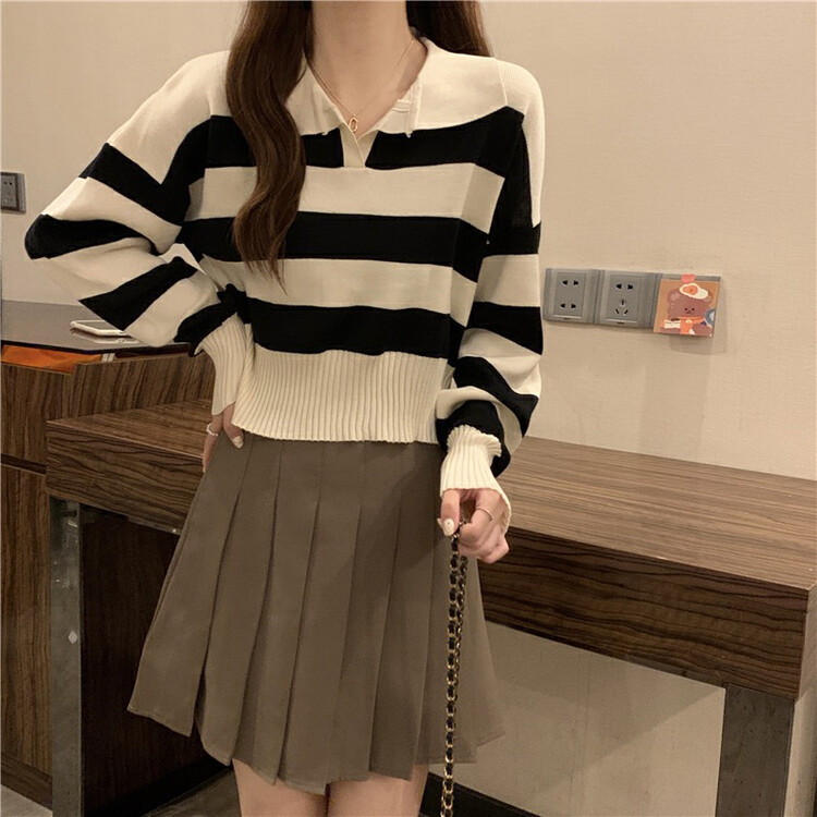 New in autumn! [F·P] Pullover striped all-match knitted sweater 15CX02# HBX