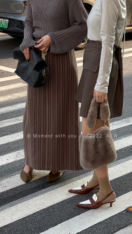 Autumn is new!【MOMENT WITH YOU】Designed drawstring tie back slit skirt J068# LSW