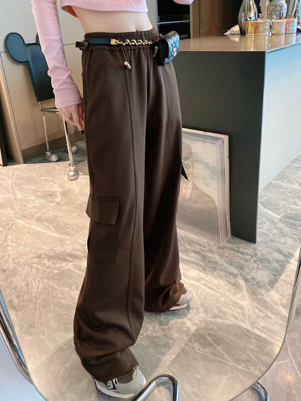 New in Autumn! [NANCY] Niche Design Elastic Waist Drawstring Casual Pants J9847# WPL
