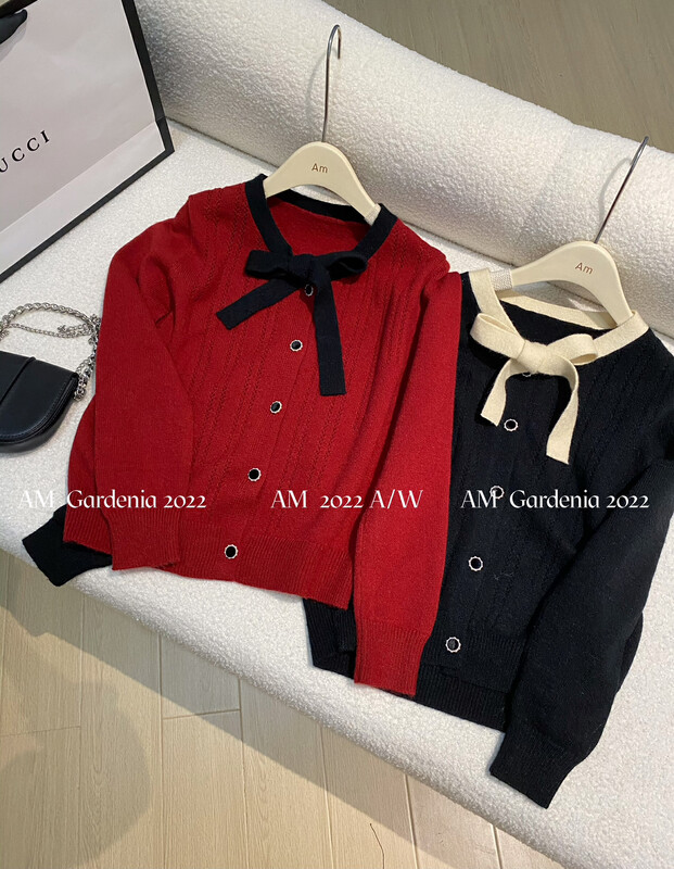 Autumn on the new![AM GARDENIA] Korean Tie Band Design Sense Bow Jersey YS1-121 # ZXX