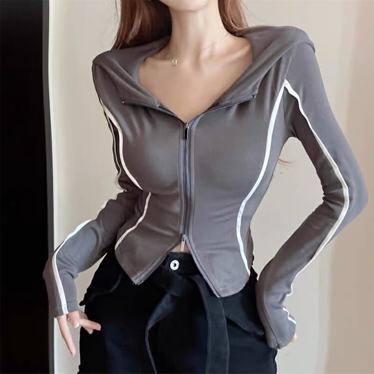 New in autumn! [THE FAN] Fashion hooded short sports jacket 506520# ZXX