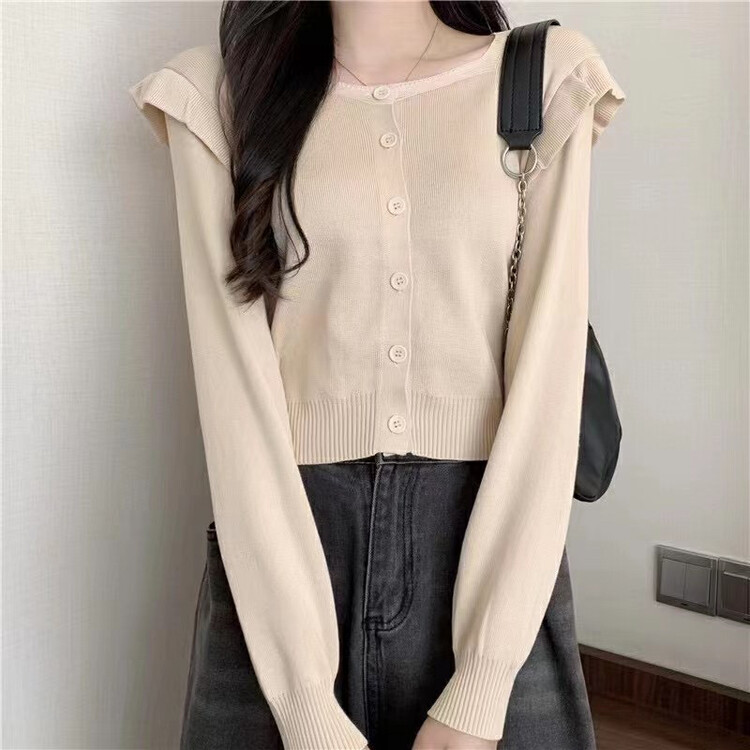 New in autumn!  【F·P】Cute and cute girl knitted cardigan with fungus 55091# HBX