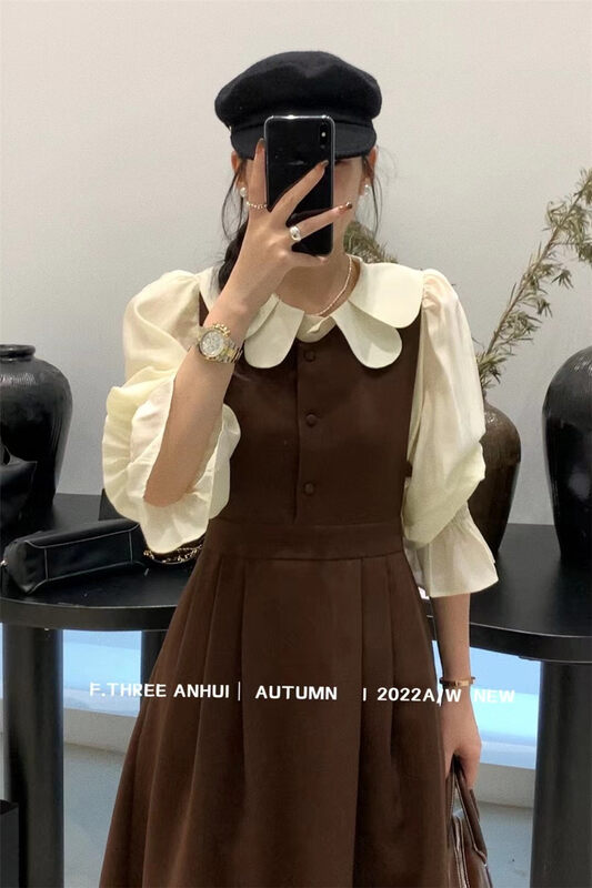 New in autumn! [F.THREE three sisters] doll collar solid color inner shirt 95522# XJ