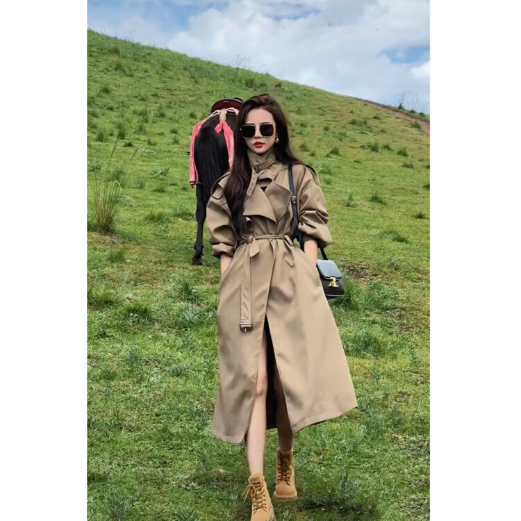 Original price 157.79! New in autumn! [Ou Zhengsha] Mid-length Western-style solid-color trench coat (with belt) 19008# JJ