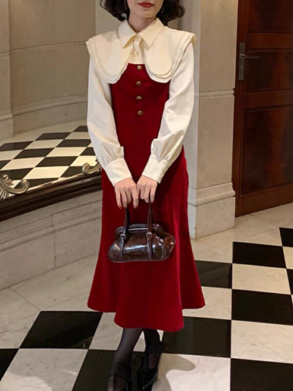 Autumn on the new![Huaxi] Big lapel Korean shirt + temperament dress suit (only sell shirt + skirt) 9813 # PCZ
