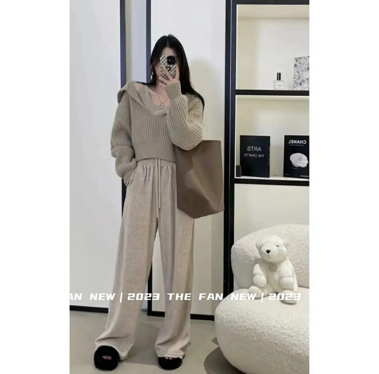 【THE FAN】Fashion and simple personality vest + wide-leg casual pants suit 505799# ZXX