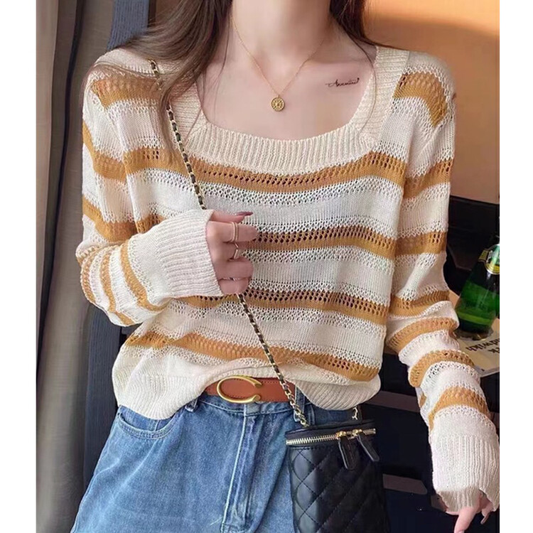 New in autumn!【F·P】Korean loose striped sweater 7291# HBX