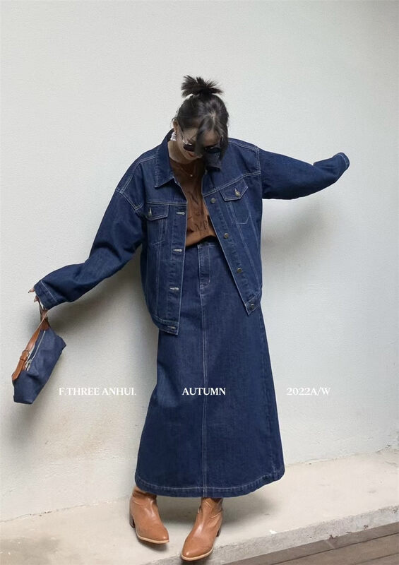 New in early autumn! 4 [F.THREE three sisters] Hong Kong style classic all-match denim jacket W552# XJ