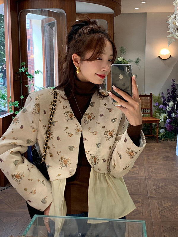 New in winter!【NEW OPEN】French fashion design stitching short coat GW80550# ZXX