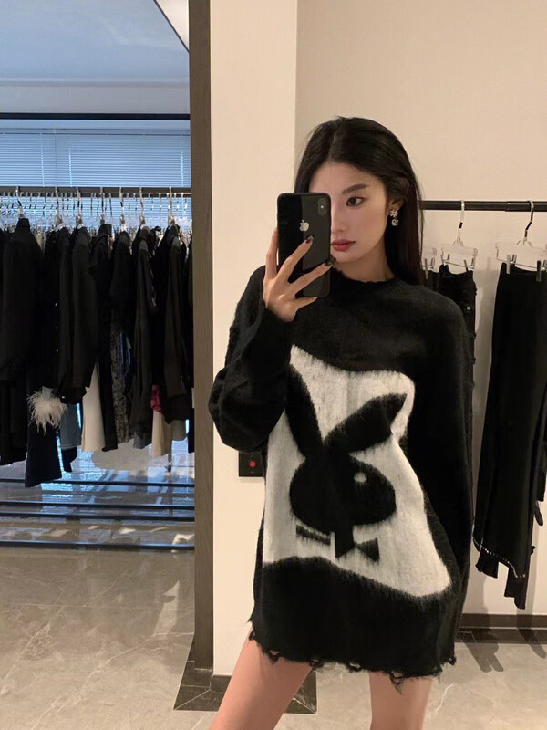 New in Autumn! [NANCY] Rabbit Graffiti Print Lazy Wind Premium Knit Sweater C001# WPL