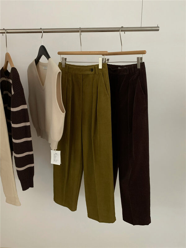 New in Autumn! [WANNA] High Waist Straight Wide Leg Casual Pants 229821# ZXL