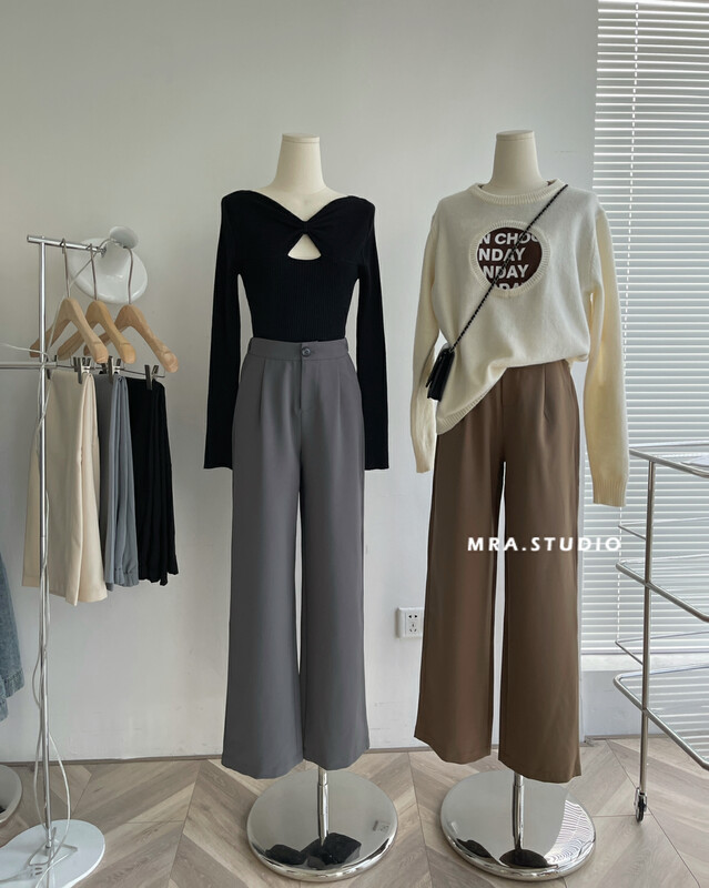 Original price: 55.27! [MRA] Simple and versatile clean version of the tight waist casual pants XJ2165
