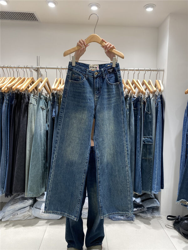 New in autumn!【JEANS】Wide-leg comfortable and versatile high-waisted jeans R152# LSW