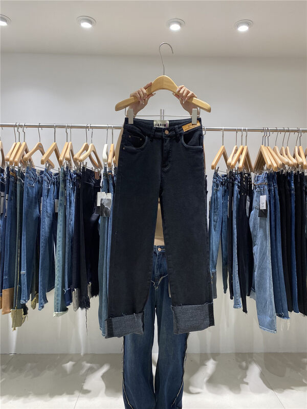 New in winter!【JEANS】Slim straight and fleece jeans R210# LSW