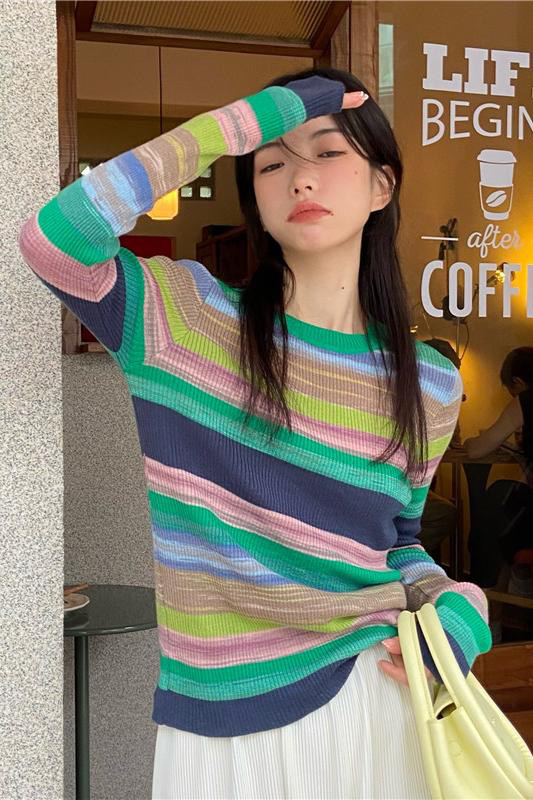 New in early autumn!【F·P】French gentle style round neck sweater (including wool 6%) 9330# HBX