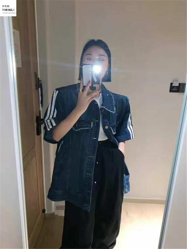 Early autumn on the new![C.H.Z] Casual Trend Loose Short Sleeve Denim Coat 91111 # WTT