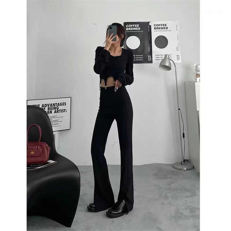 Autumn on the new![C.H.Z] Korean joker slit slacks 80200 # WTT