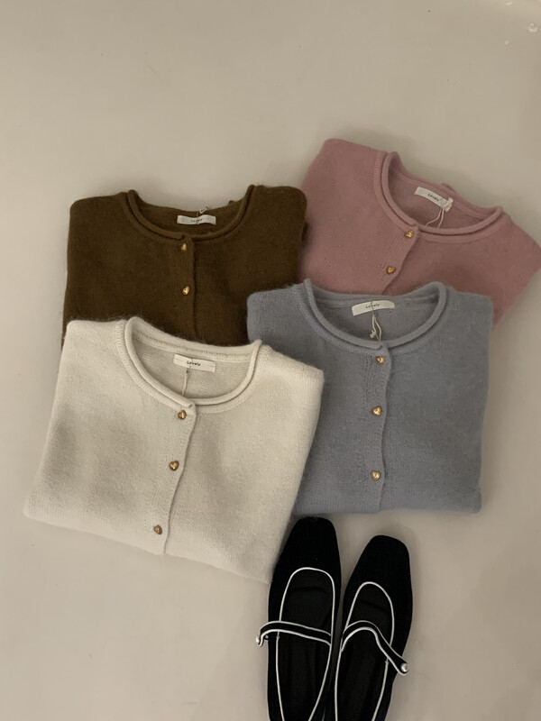 【LOVELY/SHMILY】Korean version age-reducing all-match round neck mink wool knitted cardigan knitted cardigan M0835
