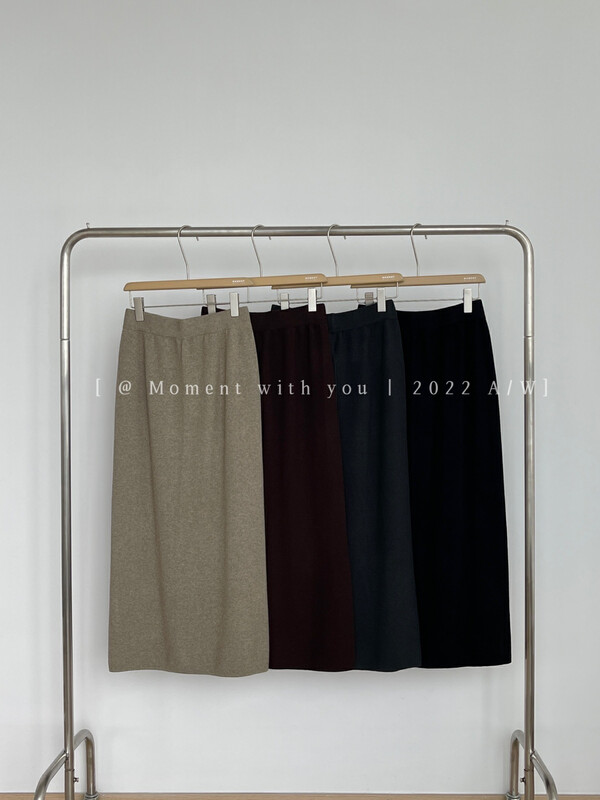 New in autumn!【MOMENT WITH YOU】Elastic high waist slim knitted skirt 2M537# LSW