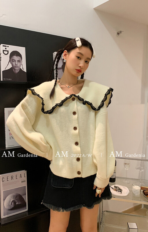 New for winter!  【AM GARDENIA】Korean style age-reducing lapel sweater 8135# ZXX