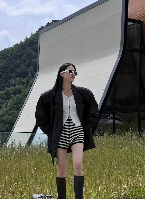 New in autumn!【C.H.Z】Korean version of long-sleeved buttoned leather jacket 80210# WTT