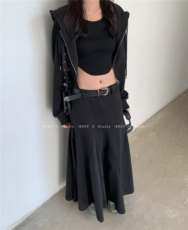 Autumn on the new![BEST U] High waist versatile weight process skirt (excluding belt) 60305 # LSW