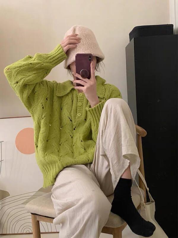 New in autumn! [F·P] literary retro loose and thin temperament warm sweater WY029FP# HBX
