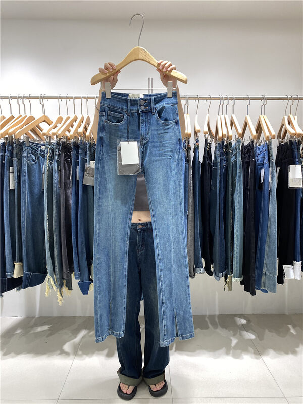 New in autumn!【JEANS】High waist straight slit jeans R010# LSW