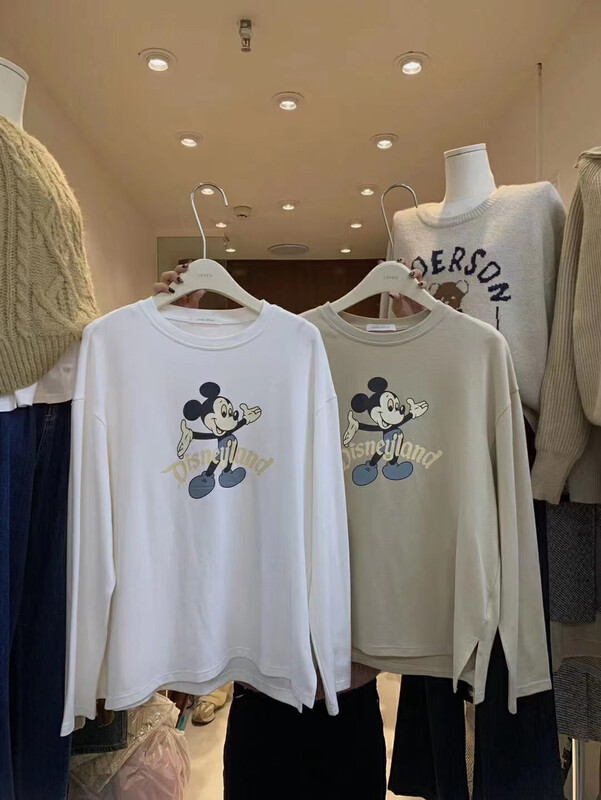 [LOVELY/SHMILY] Korean Mickey Mouse all-match round neck pullover T-shirt long-sleeved T-shirt Z1705