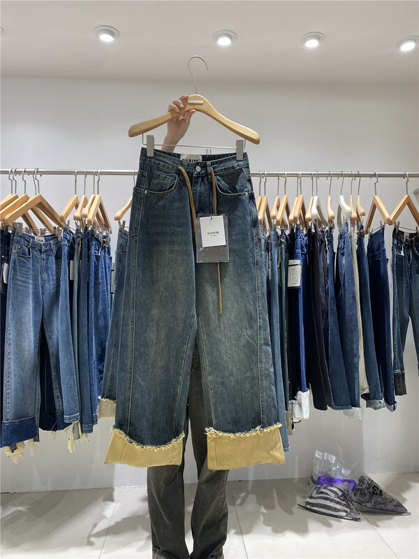 New in autumn! [JEANS] Flanged Tide Brand Wide Leg Jeans R037# LSW
