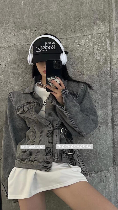 Autumn on the new![C.H.Z] Korean Edition Long Sleeve Breasted denim jacket 91270 # WTT
